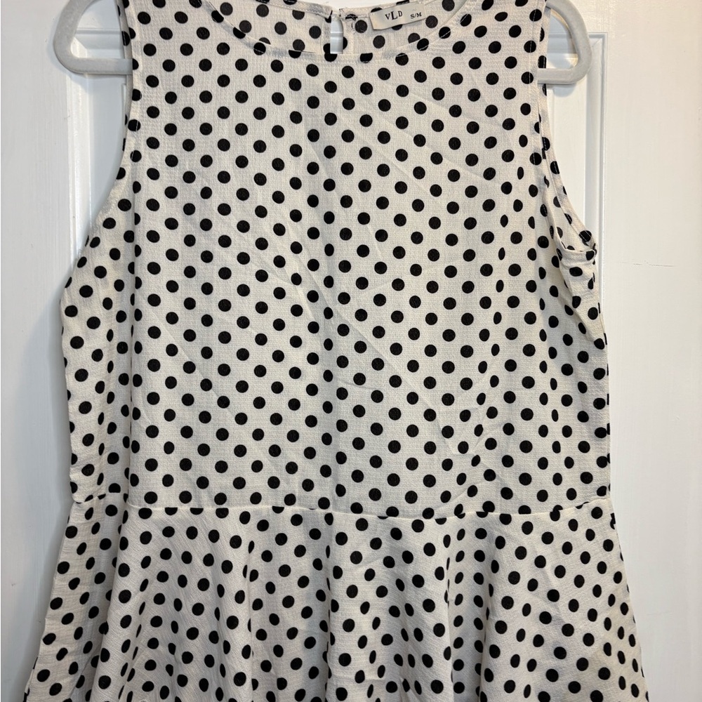 Polka Dot Sleeveless Peplum Top